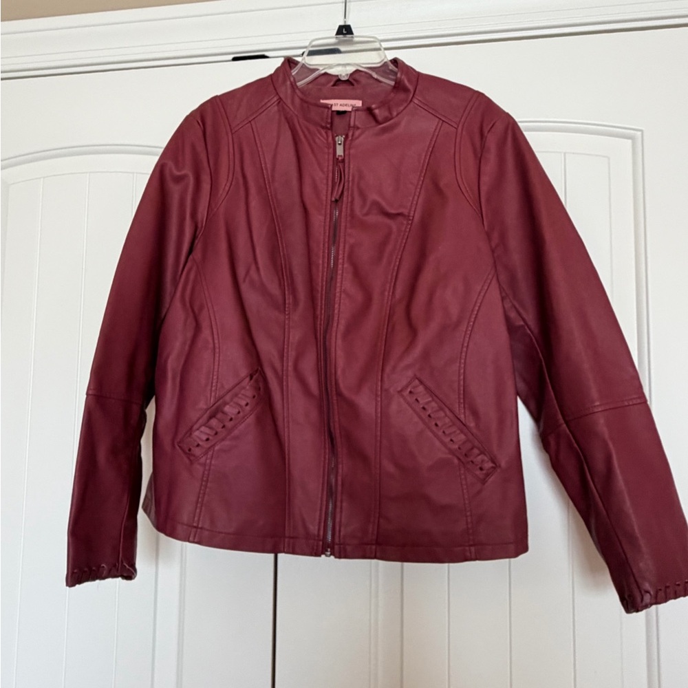 Women's Burgundy Faux Leather Jacket